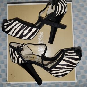 Michael Kors Black and White Zebra Print Women's Heels